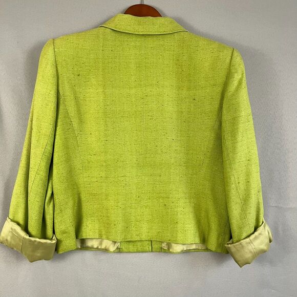 Vintage V.P. Collections Blazer Jacket Women's S Brat Green Silk Jackie O Retro - Picture 6 of 7